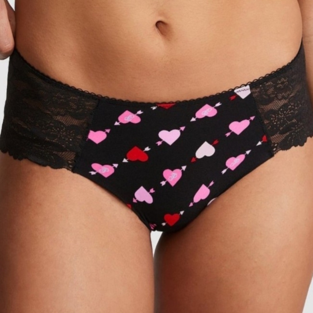New! Victoria's Secret PINK "Hearts" No-Show Cheeky Panty Size S